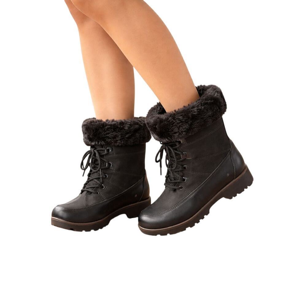 JBU Black Winter Snow Boots Faux Fur Lined Lace Up Women’s 8 Wide Colorado